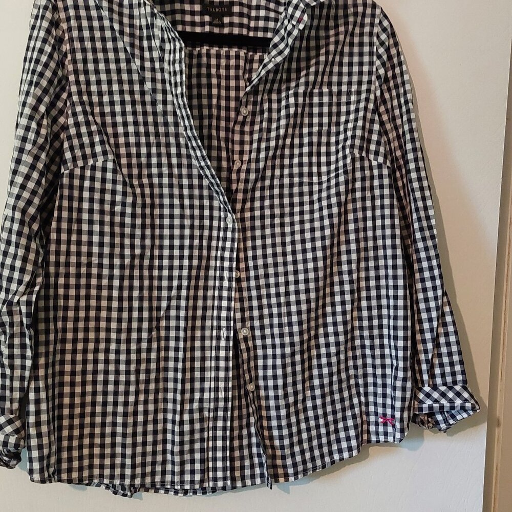 Womens Black and White Dress Shirt by Talbots